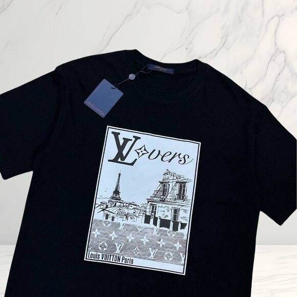 Louis Vuitton "Lovers" Graphic T-Shirt in Black - Picture 3 of 8
